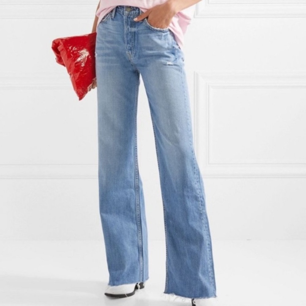 Grlfrnd Carla High Rise Flare Gonna Fly Now Jeans